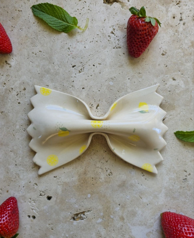 farfalle céramique blanc imprimé motif citron