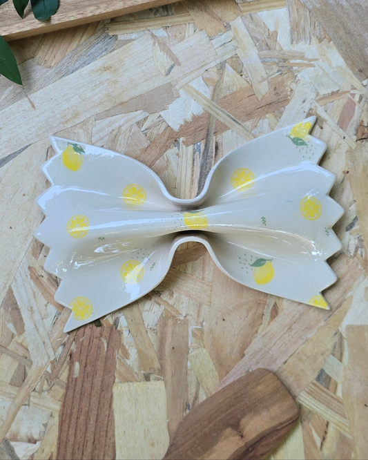 farfalle céramique blanc imprimé motif citron